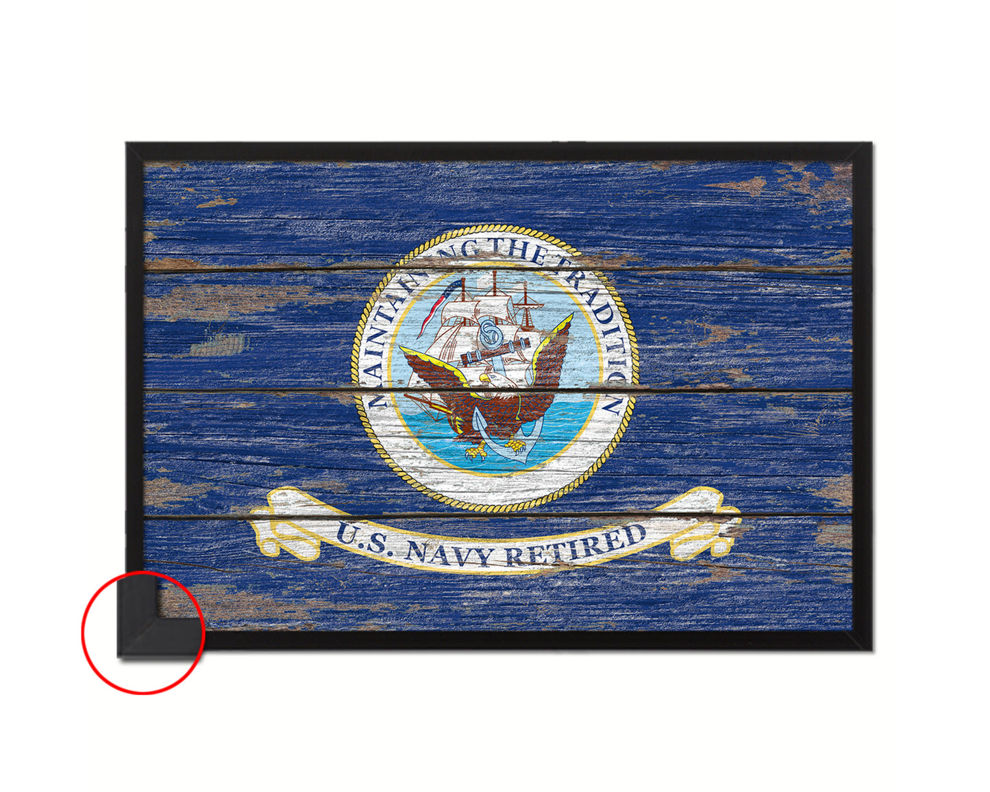 US Navy Retired Maintaining The Tradition Naval USN Wood Rustic Flag Framed Print Art