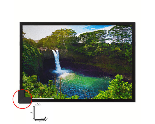 Waterfall Hilo Hawaii Wailuku River State Park Majesitc Rainbow Falls Landscape Painting Print Art