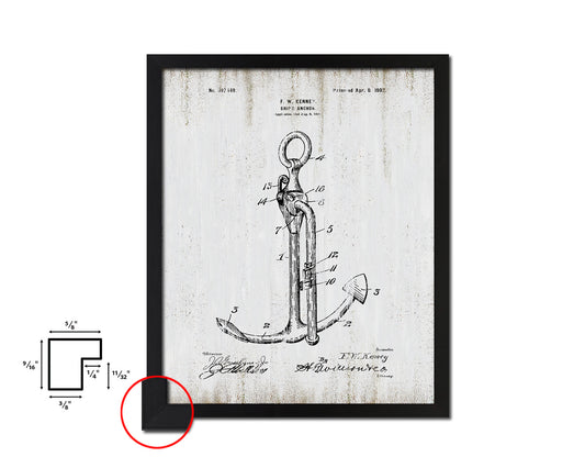 Anchor Nautical Vintage Patent Artwork Black Frame Print Gifts