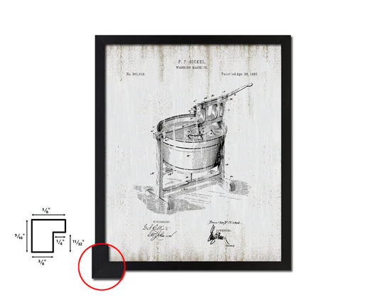 Washing Machine Home Vintage Patent Artwork Black Frame Print Wall Art Decor Gifts