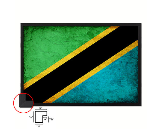 Tanzania Country Vintage Flag Wood Framed Print Wall Art Decor Gifts