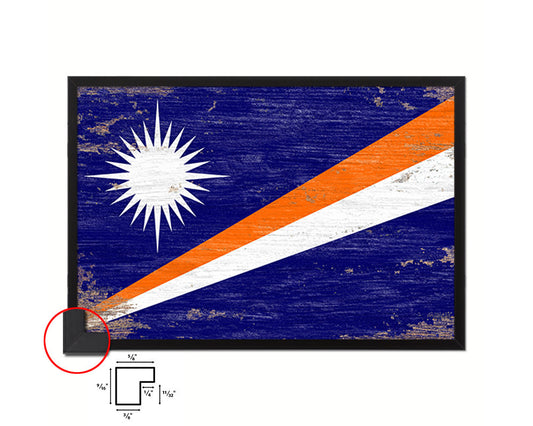 Marshall Islands Shabby Chic Country Flag Wood Framed Print Wall Art Decor Gifts