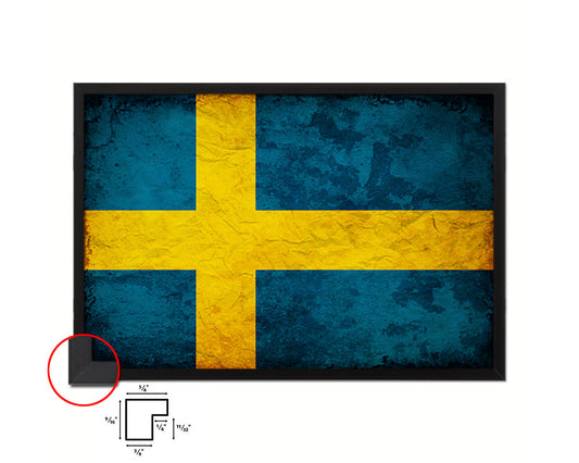 Sweden Country Vintage Flag Wood Framed Print Wall Art Decor Gifts