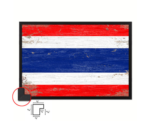 Thailand Shabby Chic Country Flag Wood Framed Print Wall Art Decor Gifts