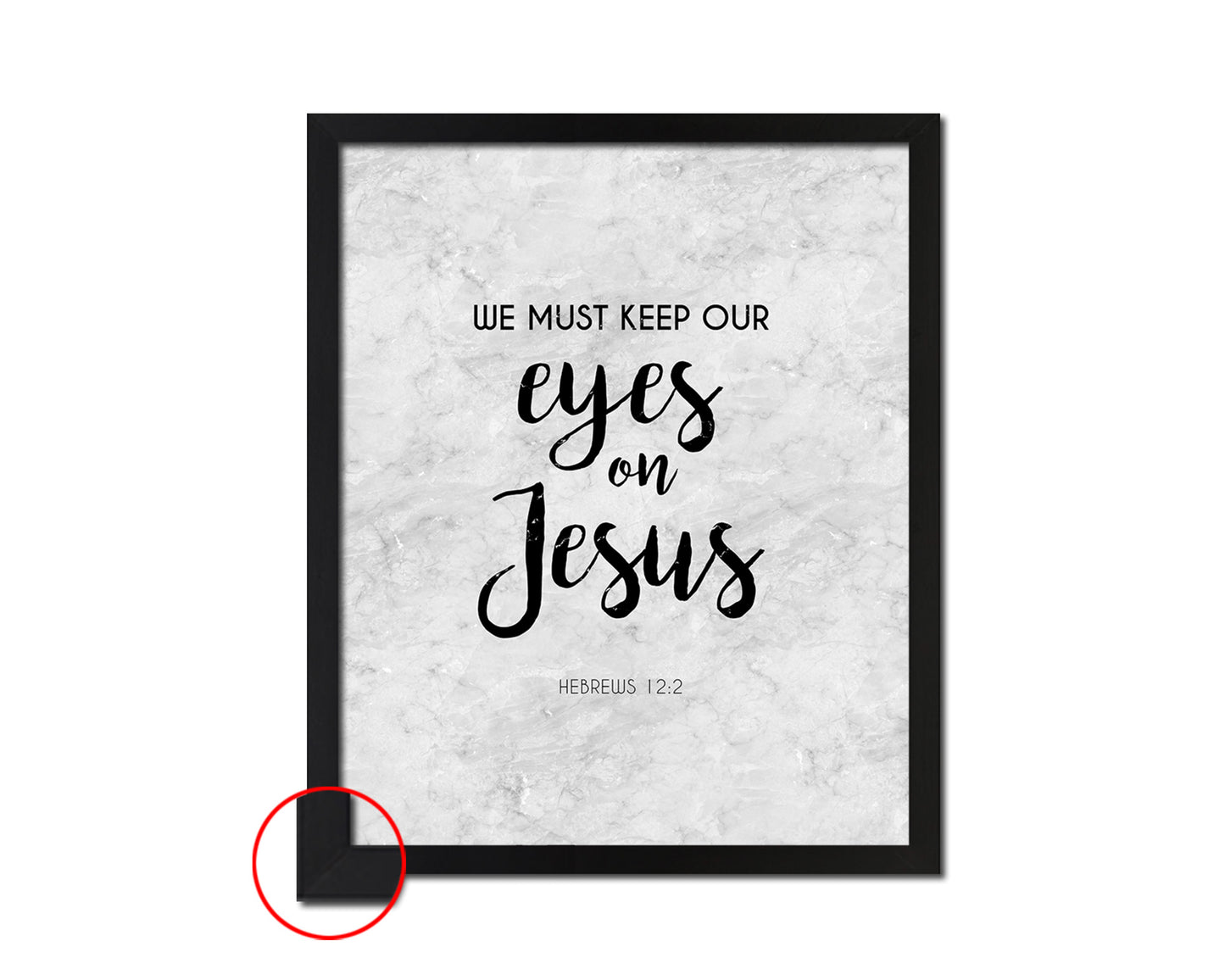 We must keep our eyes on Jesus, Hebrews 12:2 Bible Scripture Verse Framed Print Wall Art Decor Gifts