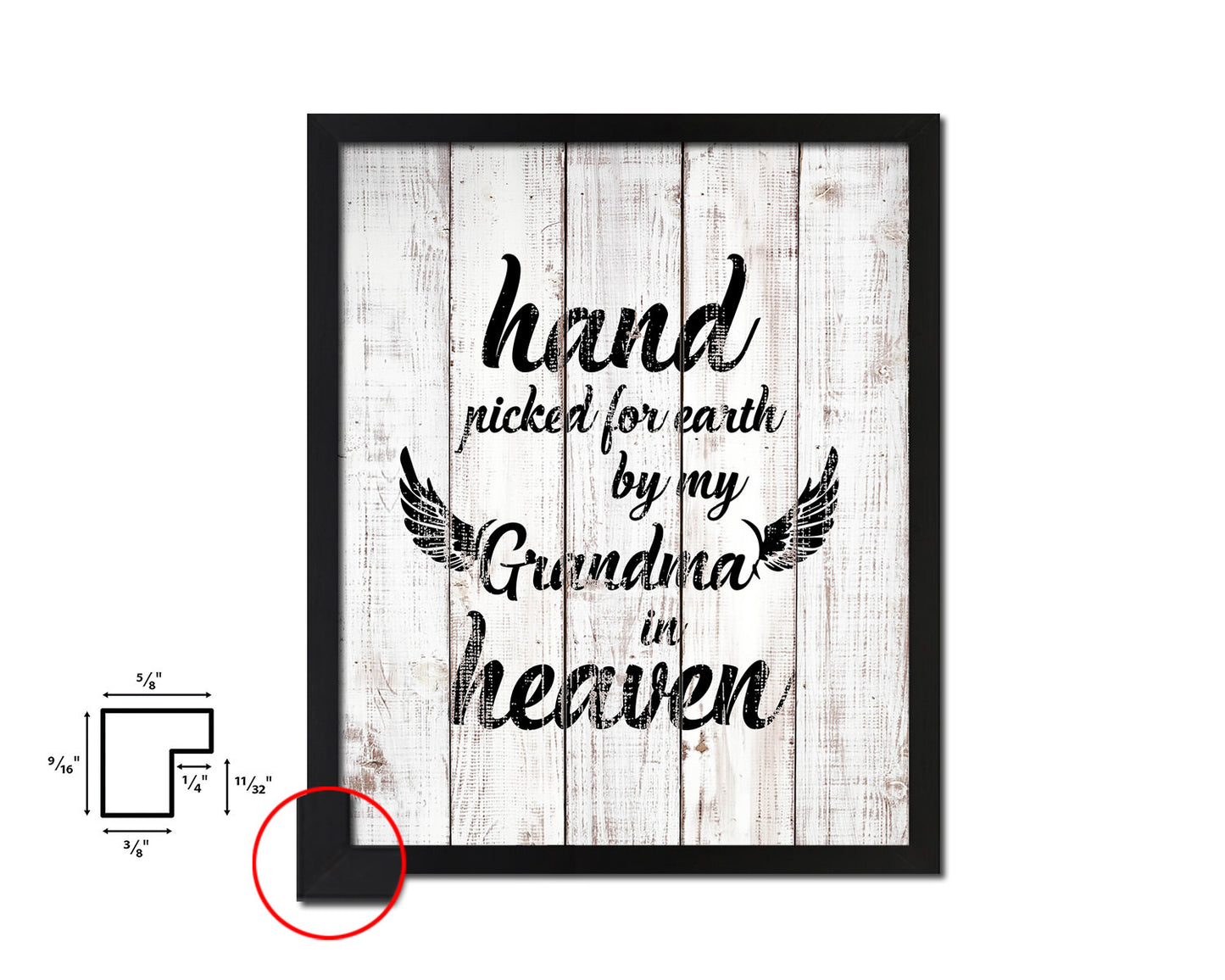 Hand picked for earth by our grandma in heaven Quote Framed Print Wall Art Decor Gifts