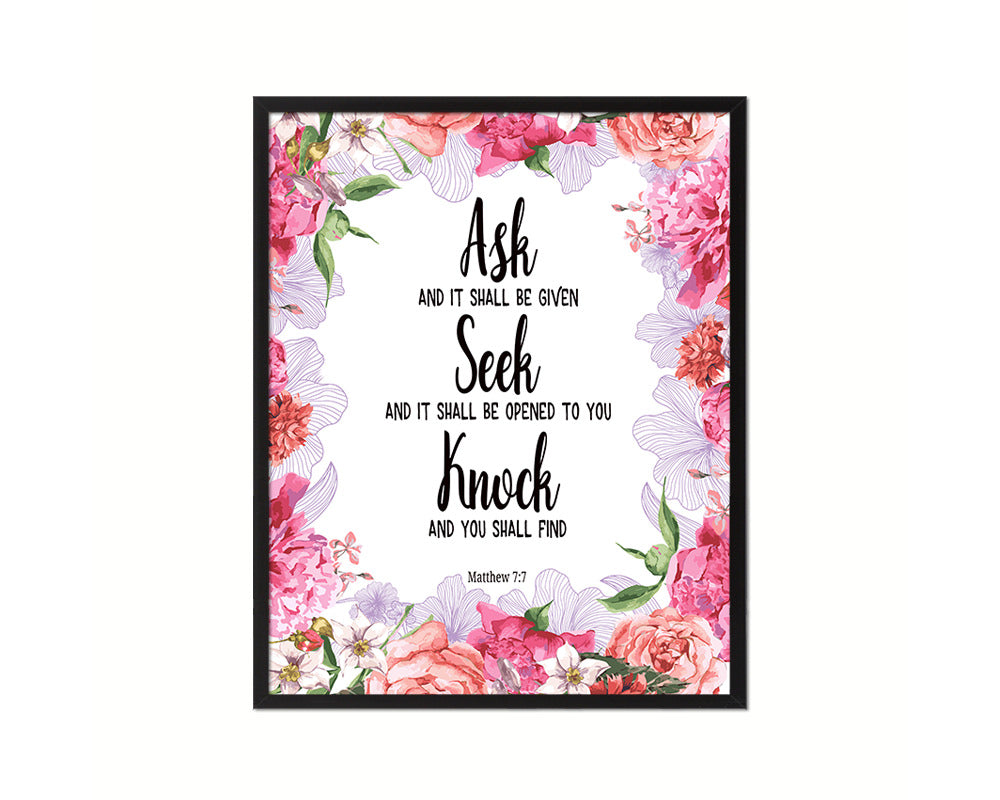 Seek and You Shall Find, Matthew 7:7 Quote Framed Print Home Decor Wall Art Gifts