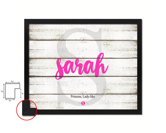 Sarah Personalized Biblical Name Plate Art Framed Print Kids Baby Room Wall Decor Gifts