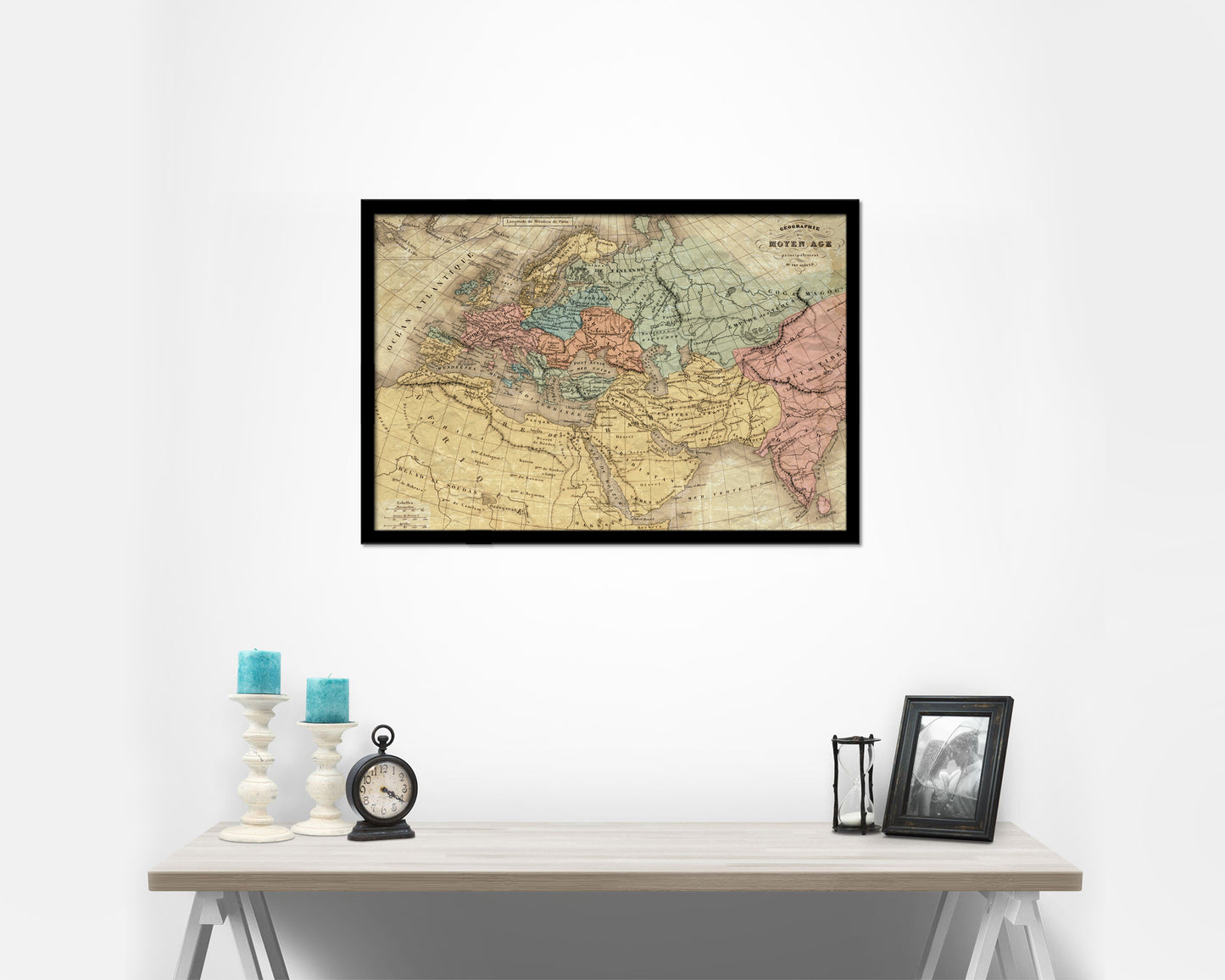 Europe in the middle ages Crusades Historical Map Framed Print Art Wall Decor Gifts