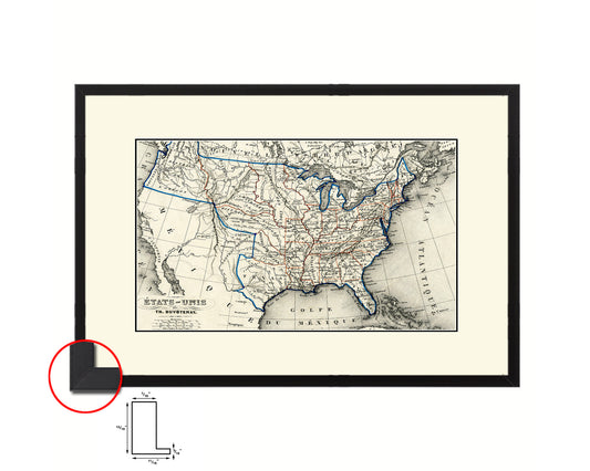 United States Old Map Framed Print Art Wall Decor Gifts