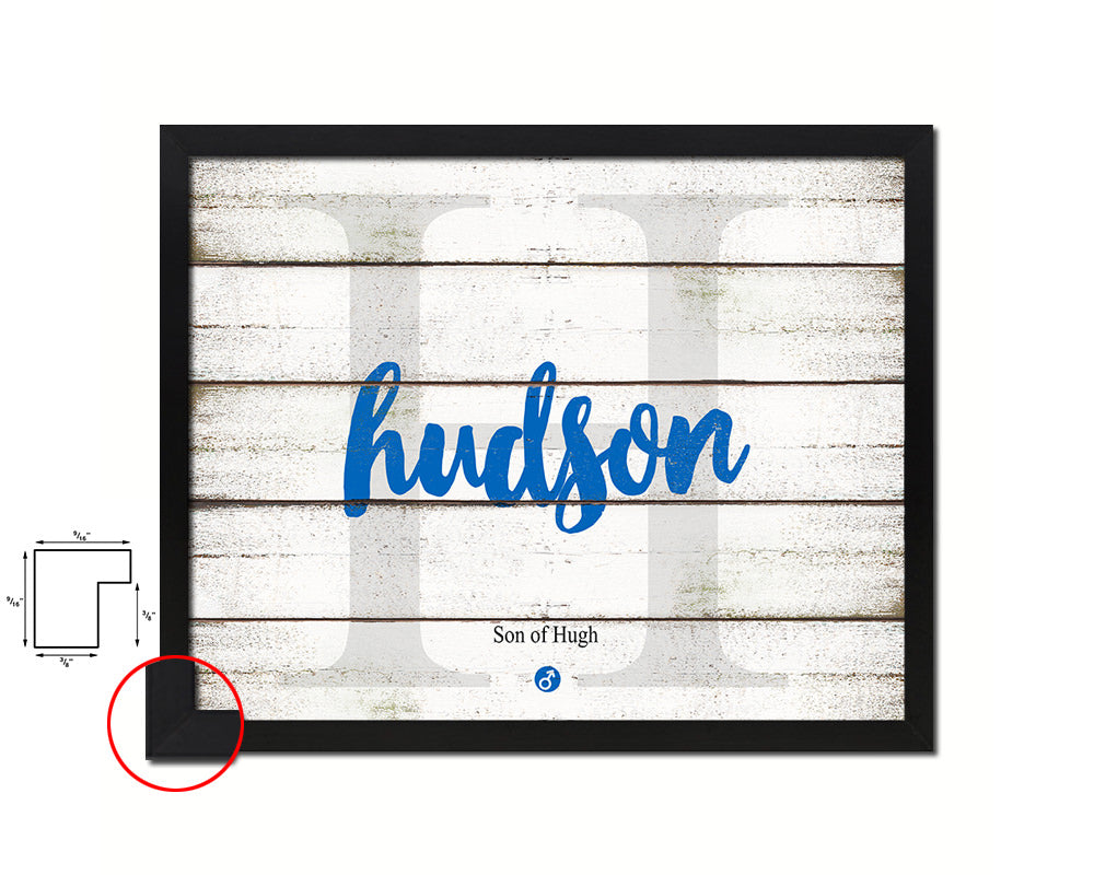 Hudson Personalized Biblical Name Plate Art Framed Print Kids Baby Room Wall Decor Gifts