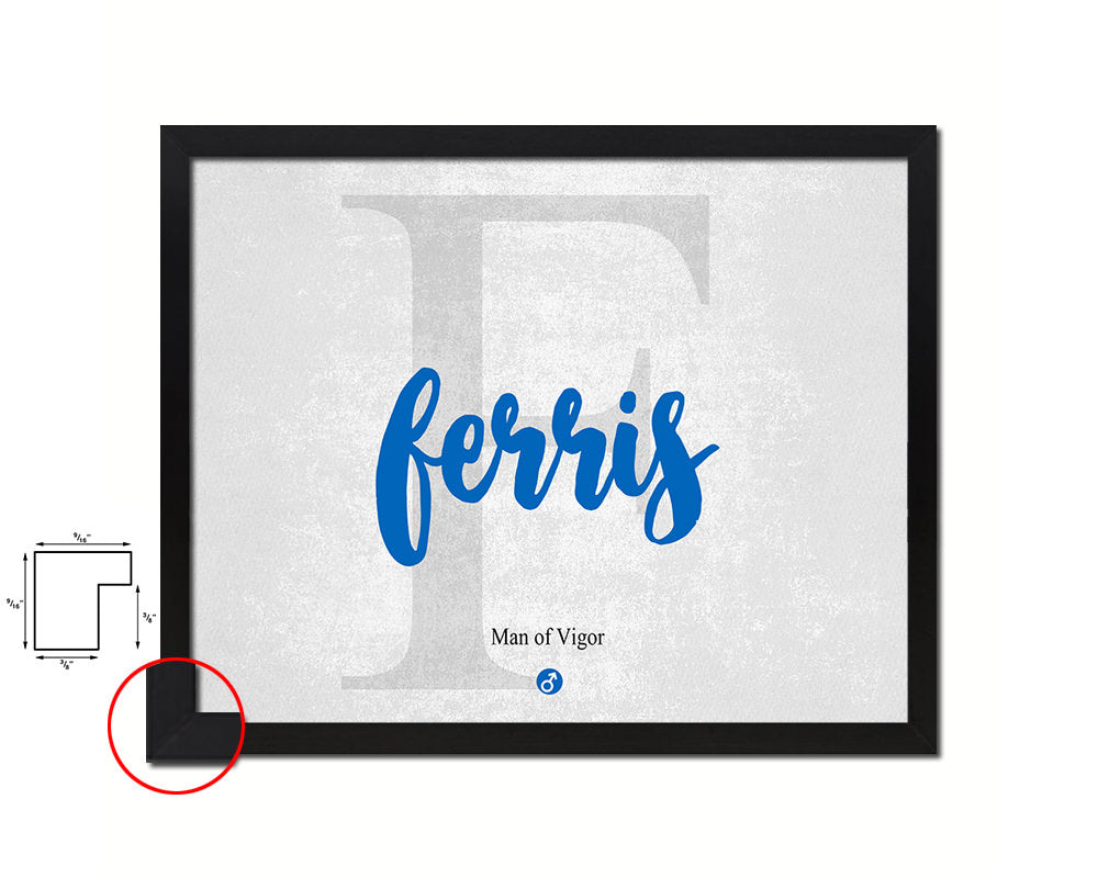 Ferris Personalized Biblical Name Plate Art Framed Print Kids Baby Room Wall Decor Gifts