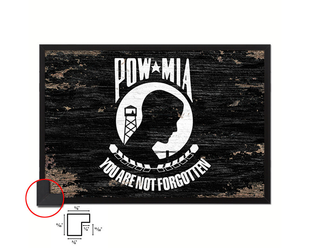 Pow Mia Shabby Chic Military Flag Framed Print Decor Wall Art Gifts