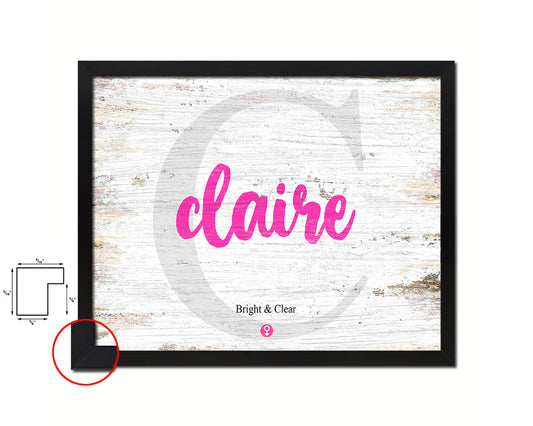 Claire Personalized Biblical Name Plate Art Framed Print Kids Baby Room Wall Decor Gifts