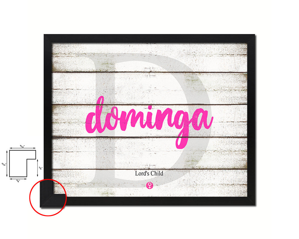 Dominga Personalized Biblical Name Plate Art Framed Print Kids Baby Room Wall Decor Gifts