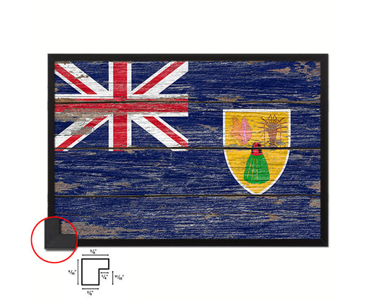 Turks & Caicos Islands Country Wood Rustic National Flag Wood Framed Print Wall Art Decor Gifts