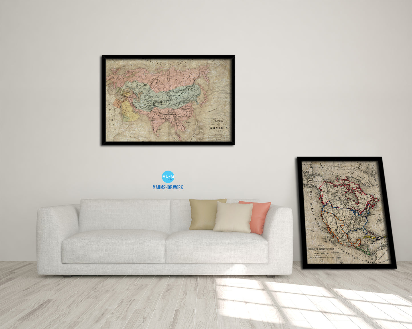 Mongolian Empire Asia Historical Map Framed Print Art Wall Decor Gifts