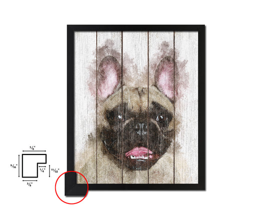 French Bulldog Dog Puppy Portrait Framed Print Pet Watercolor Wall Decor Art Gifts