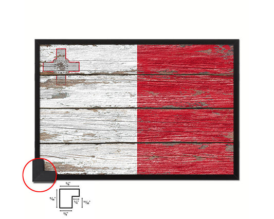 Malta Country Wood Rustic National Flag Wood Framed Print Wall Art Decor Gifts