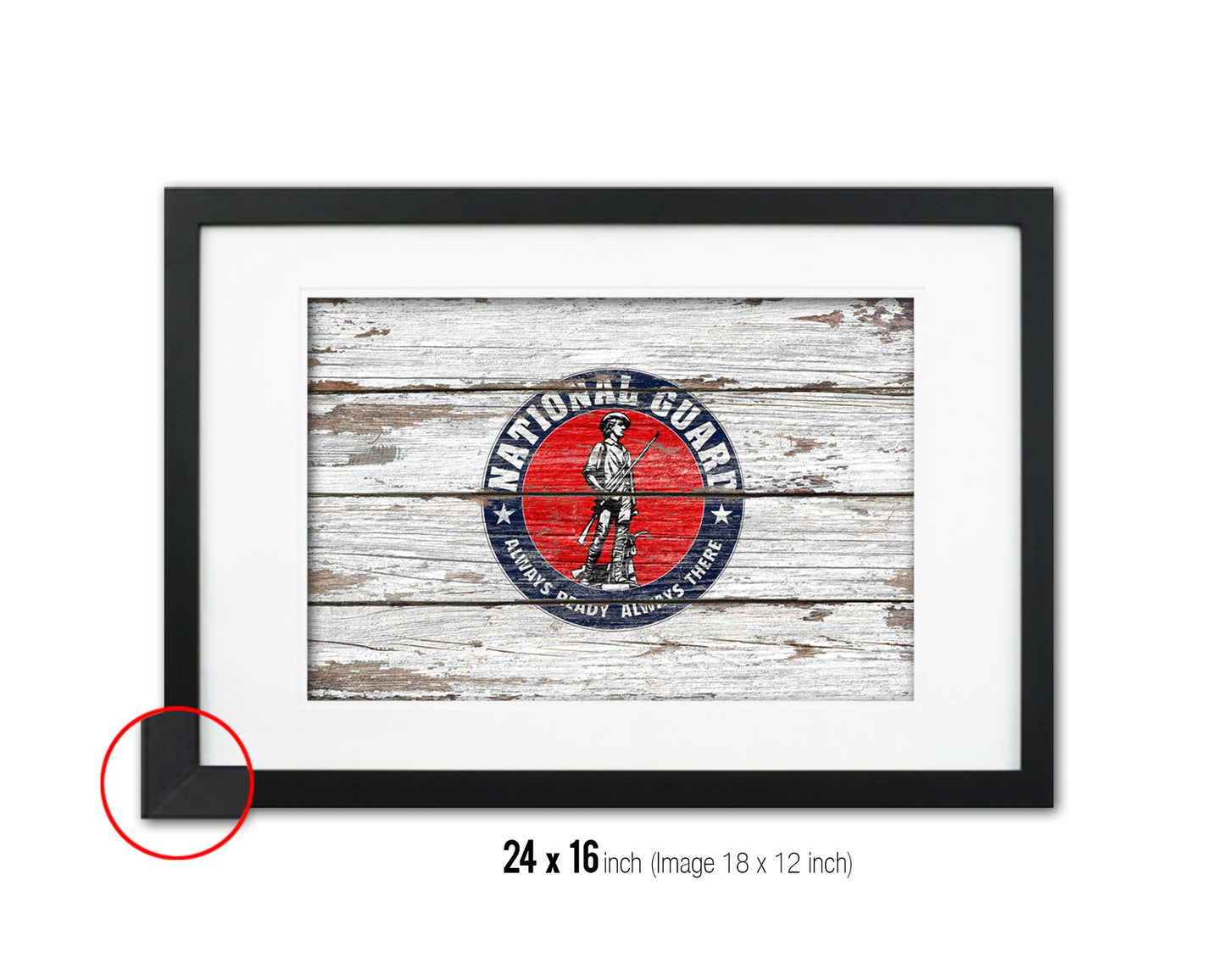 Seal of the United States National Guard Wood Rustic Flag Wood Framed Print Wall Art Decor Gifts