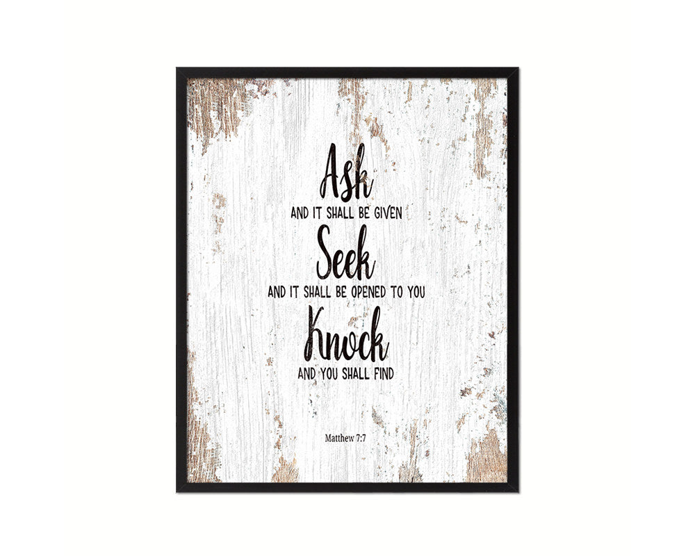 Seek and You Shall Find, Matthew 7:7 Quote Framed Print Home Decor Wall Art Gifts