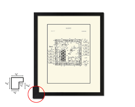 Craps Board Game Playing Card Vintage Patent Artwork Black Frame Print Gifts