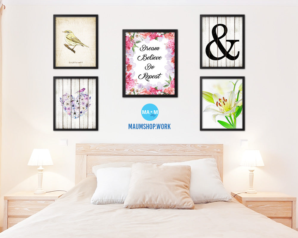 Dream believe do repeat Quote Wood Framed Print Home Decor Wall Art Gifts