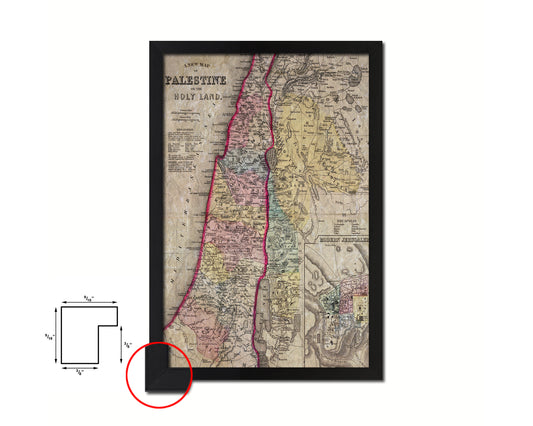 Palestine Israel Jerusalem Historical Map Wood Framed Print Art Wall Decor Gifts