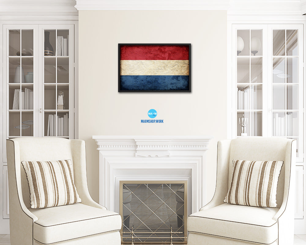 Netherlands Country Vintage Flag Wood Framed Print Wall Art Decor Gifts