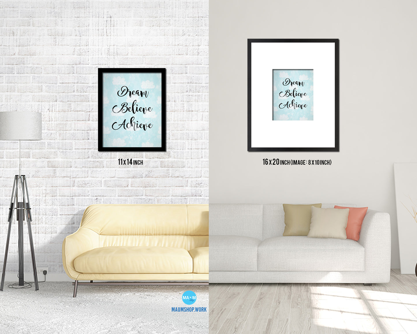 Dream Believe Achieve Quote Framed Print Wall Decor Art Gifts