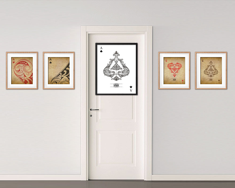 Spades Ace Cards Fine Art Paper Prints Wood Framed Wall Art Decor Gifts