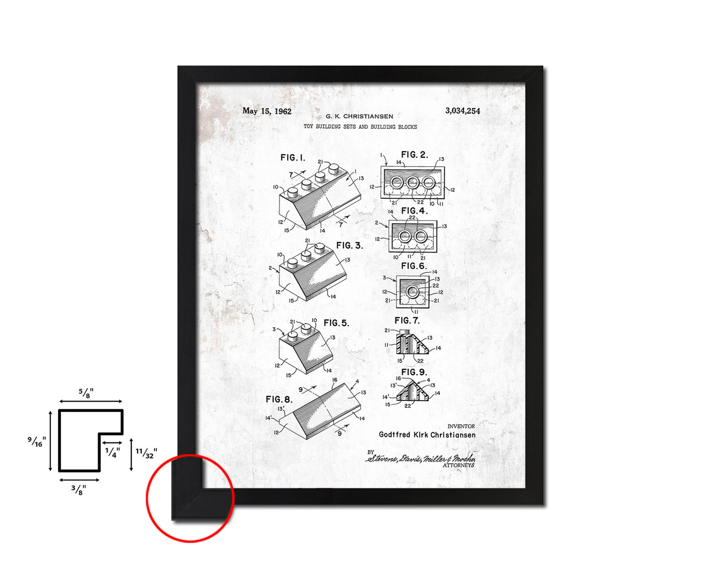 Legos Building Sets and Blocks Toy Vintage Patent Artwork Black Frame Print Gifts