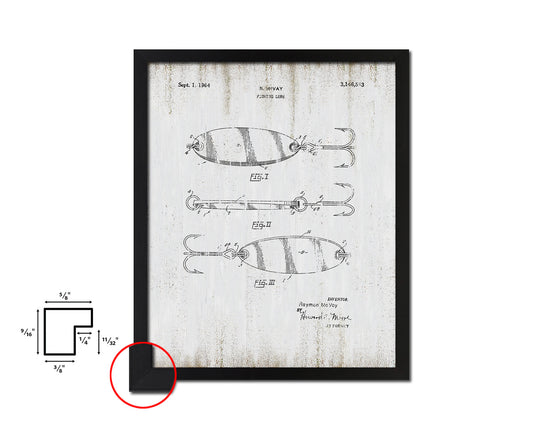 Lure Fishing Vintage Patent Artwork Black Frame Print Wall Art Decor Gifts