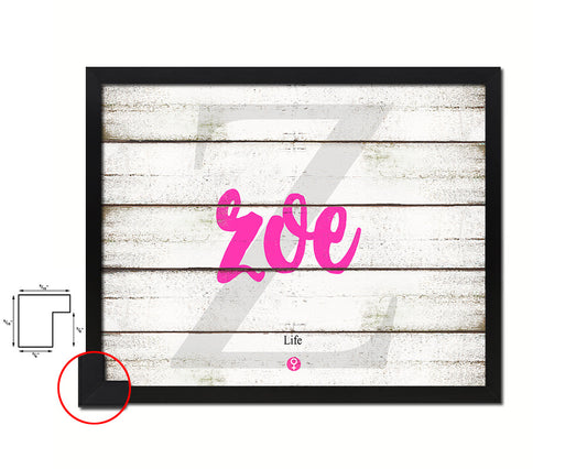 Zoe Personalized Biblical Name Plate Art Framed Print Kids Baby Room Wall Decor Gifts