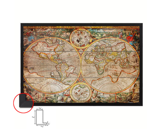 World Antique Map Framed Print Art Wall Decor Gifts