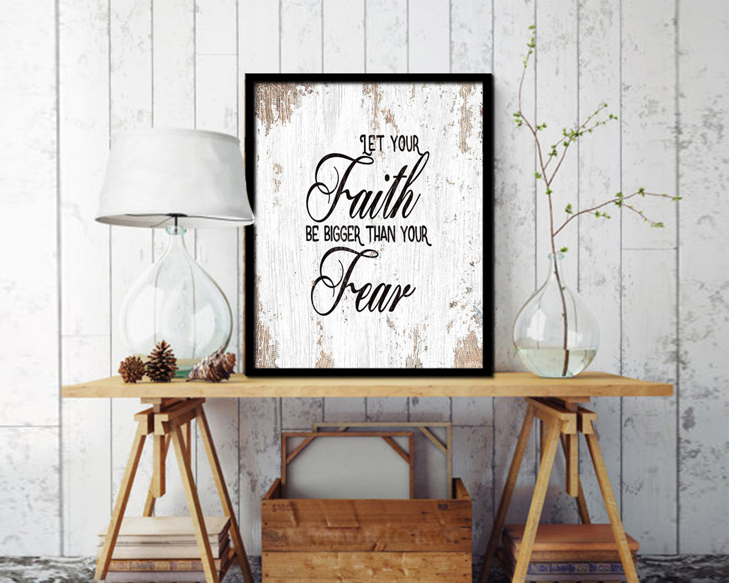 Let your Faith be bigger than your fear Quote Framed Print Home Decor Wall Art Gifts