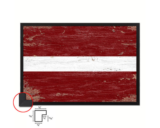 Latvia Shabby Chic Country Flag Wood Framed Print Wall Art Decor Gifts