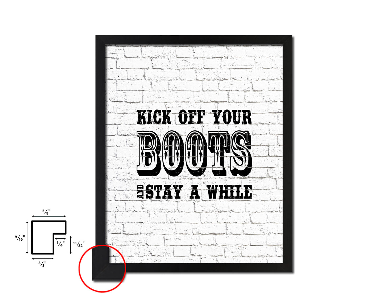 Kick off your boots and stay a while Quote Framed Artwork Print Home Decor Wall Art Gifts