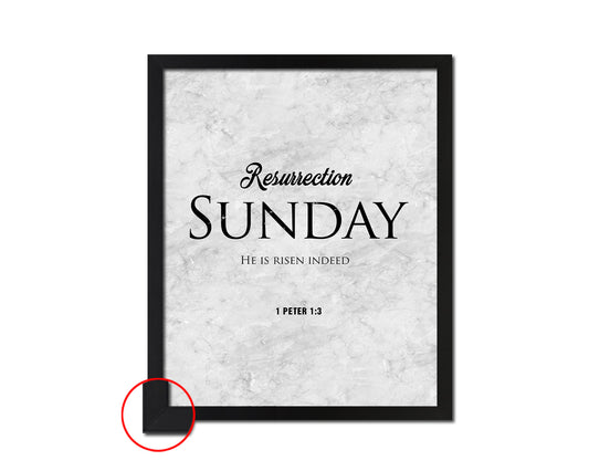 Resurrection Sunday He is risen indeed, 1 Peter 1:3 Bible Scripture Verse Framed Art