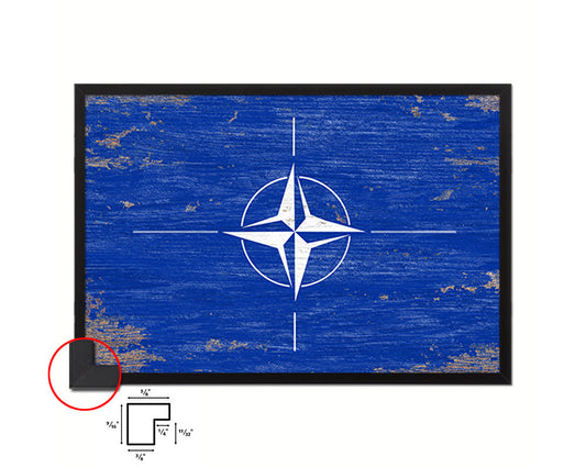 Nato Shabby Chic Country Flag Wood Framed Print Wall Art Decor Gifts