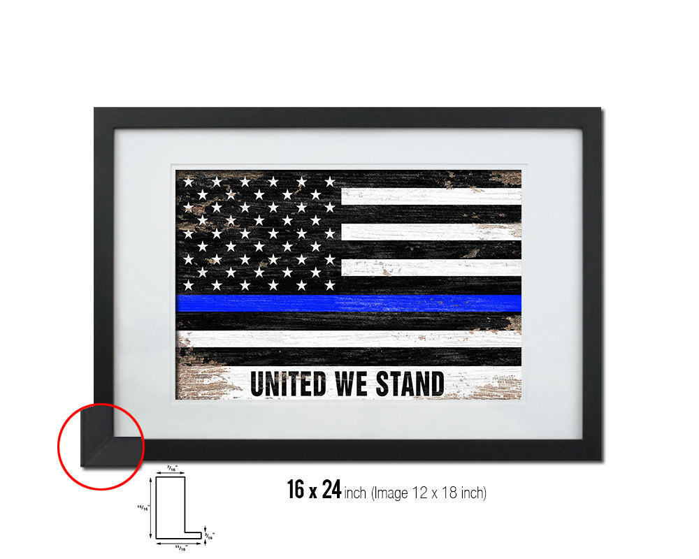 Thin Blue Line Honoring Law Enforcement American, United we stand Shabby Chic Military FlagArt