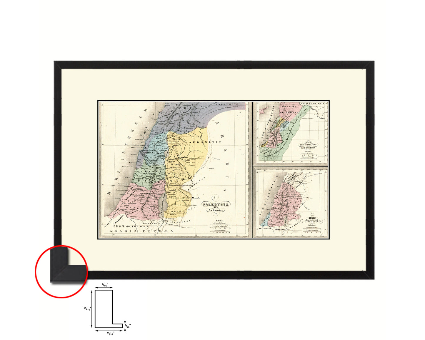 Holy Land Romans David Solomon Israel Palestine Old Map Framed Print Art Wall Decor Gifts