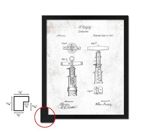 Corkscrew Wine Vintage Patent Artwork Black Frame Print Gifts