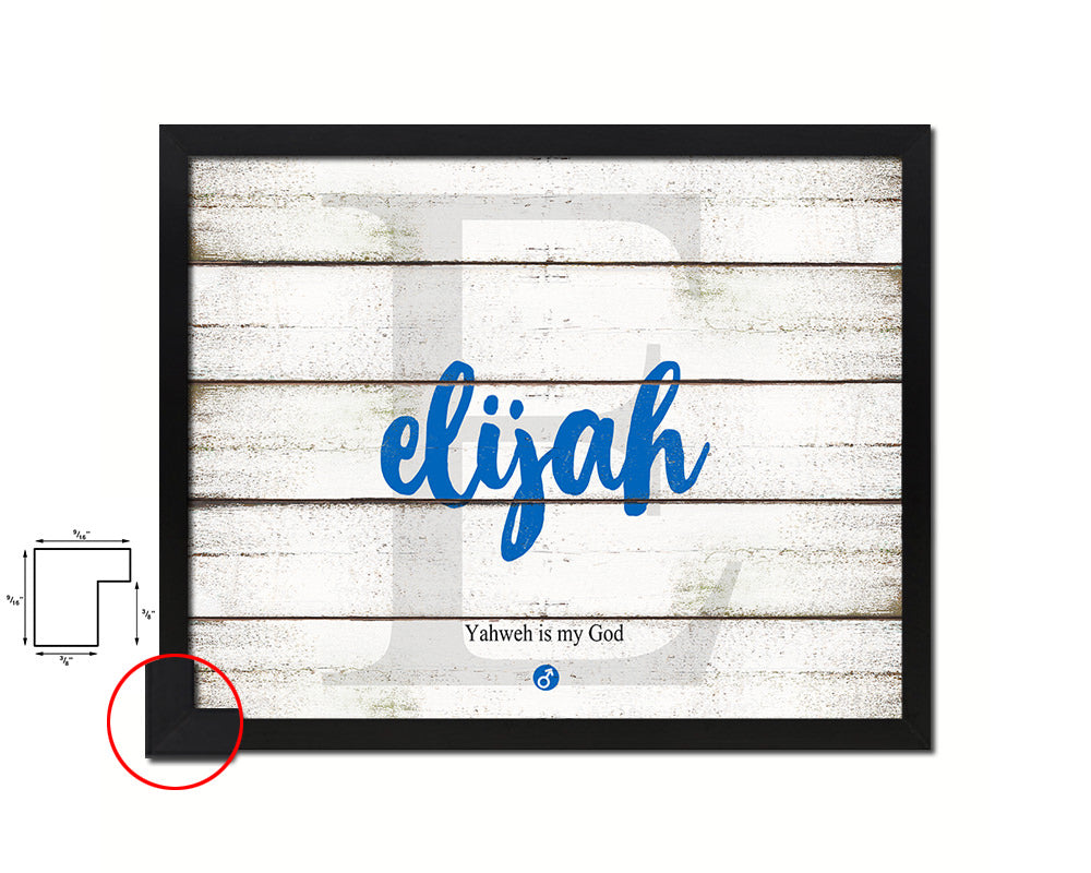 Elijah Personalized Biblical Name Plate Art Framed Print Kids Baby Room Wall Decor Gifts