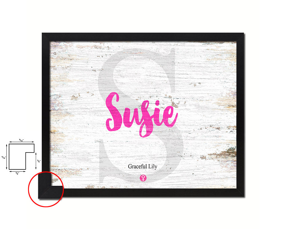 Susie Personalized Biblical Name Plate Art Framed Print Kids Baby Room Wall Decor Gifts