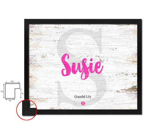 Susie Personalized Biblical Name Plate Art Framed Print Kids Baby Room Wall Decor Gifts