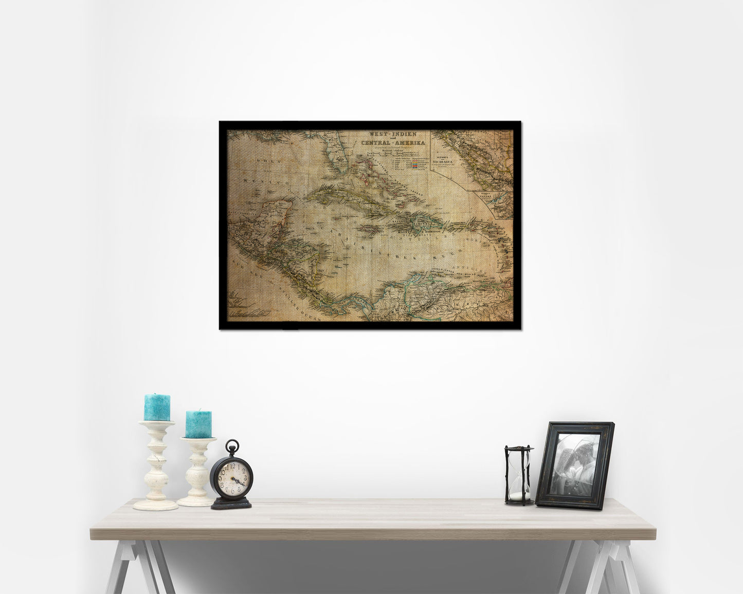 West Indies Vintage Map Framed Print Art Wall Decor Gifts