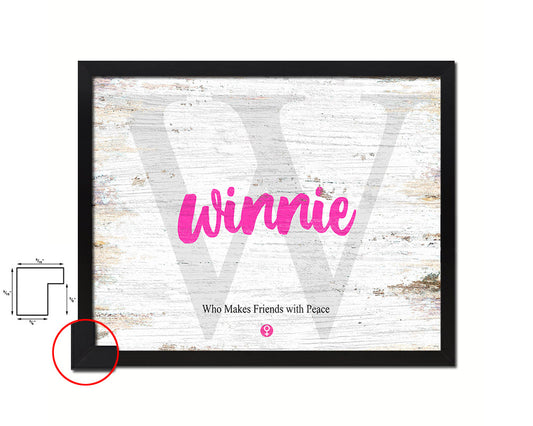 Winnie Personalized Biblical Name Plate Art Framed Print Kids Baby Room Wall Decor Gifts