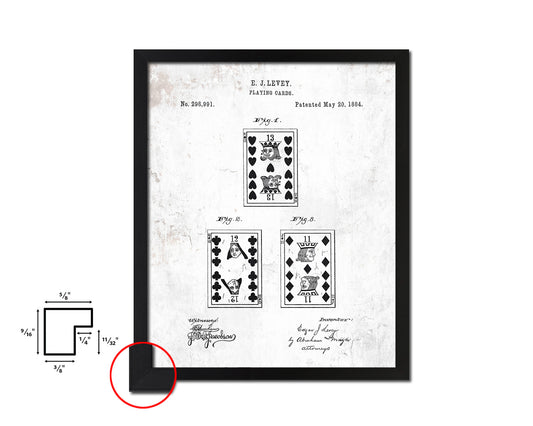 Face Poker Game Playing Card Vintage Patent Artwork Black Frame Print Gifts