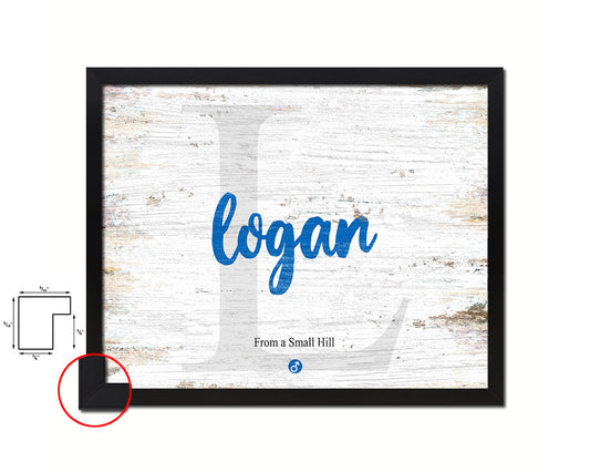 Logan Personalized Biblical Name Plate Art Framed Print Kids Baby Room Wall Decor Gifts